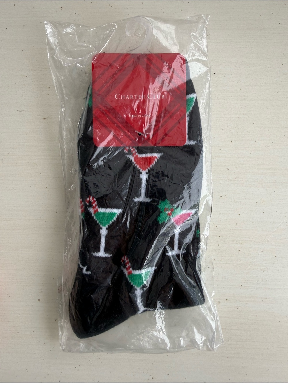 Charter Club Black Novelty Cocktail Socks